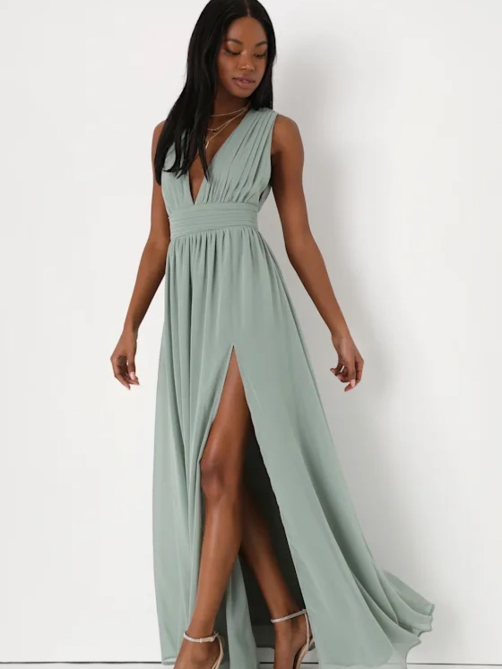 Brand new in package Lulu Sage Green V-Neck Sleeveless Maxi Dress